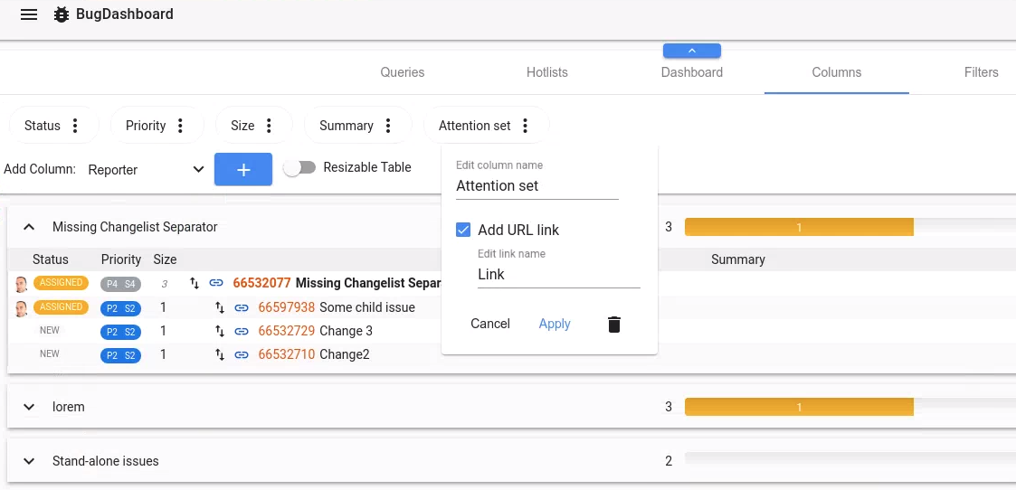 Google BugDashboard